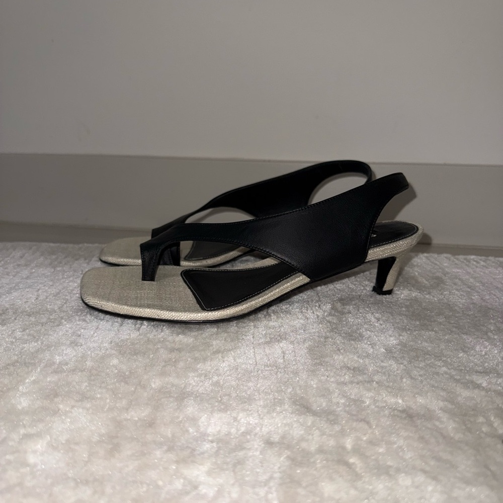 Toteme Sculptural Slingback Sandals, 40, Canvas Black - Picture 8 of 17